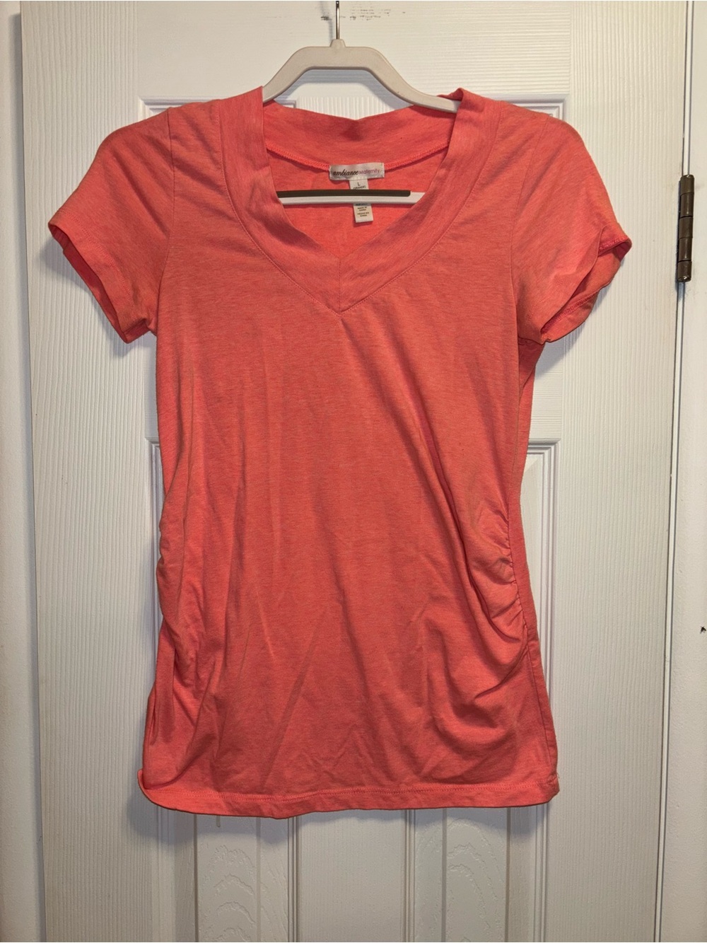 Ambiance Pink V-Neck Maternity Short Sleeve Tee